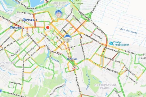 Рязань встала в восьмибалльные пробки