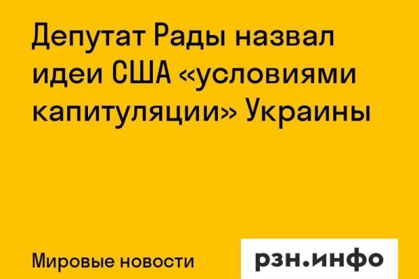 Депутат Рады назвал идеи США «условиями капитуляции» Украины