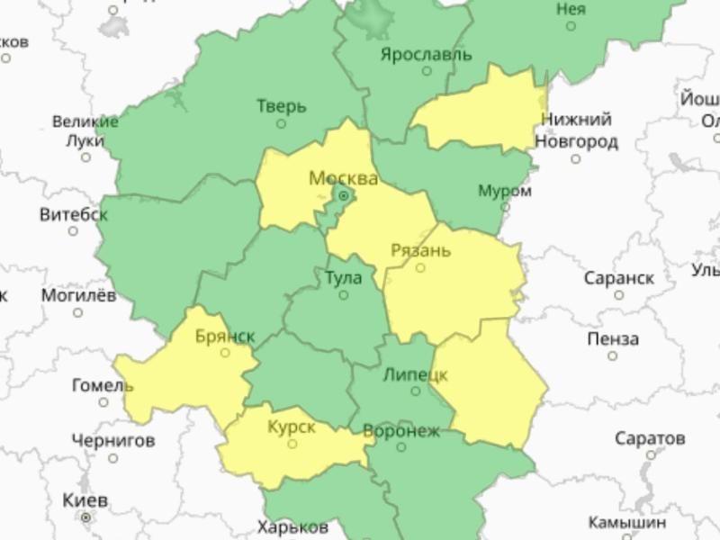 Желтый уровень погодной опасности объявлен в Рязанской области